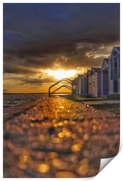 Sunsetting after the storm over Brightlingsea beach  Print by Tony lopez