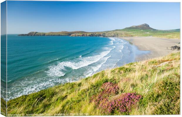 St David's Head and Whitesands Bay, Pembrokeshire Canvas Print by Justin Foulkes