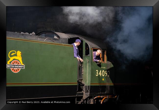 Heritage steam train entering tunnel  Framed Print by Paul Berry