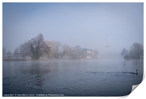 River Thames misty sunrise at Windsor Print by Paul Berry