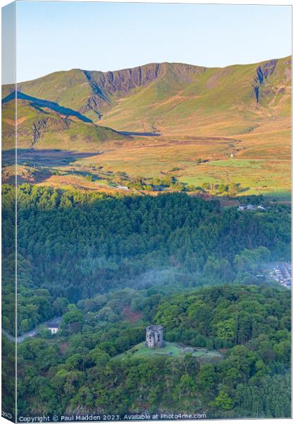 Dolbadarn Castle in the morning Canvas Print by Paul Madden