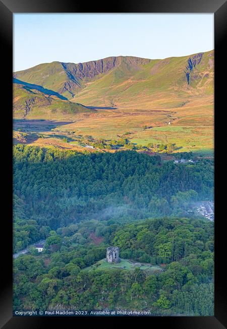 Dolbadarn Castle in the morning Framed Print by Paul Madden