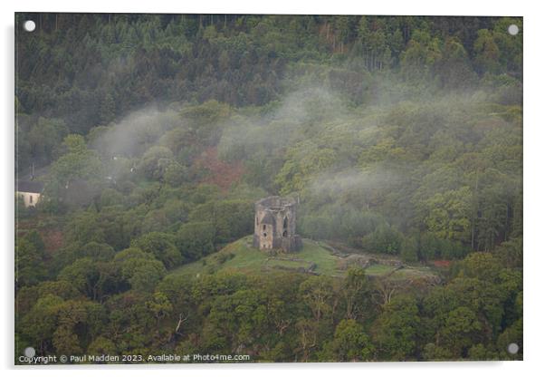 Morning mist at Dolbadarn Castle Acrylic by Paul Madden