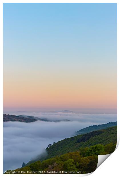 Sunrise Cloud Inversion At Llyn Padarn Print by Paul Madden