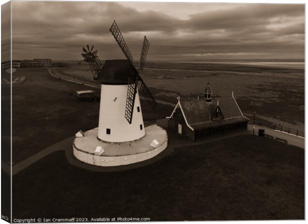 Lytham Windmill in Sepia Canvas Print by Ian Cramman