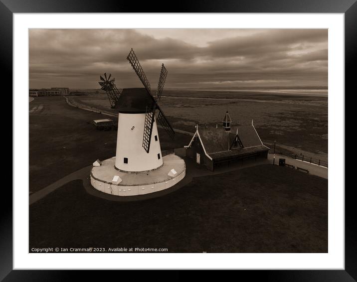 Lytham Windmill in Sepia Framed Mounted Print by Ian Cramman