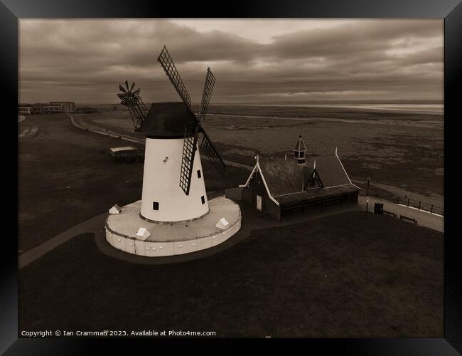 Lytham Windmill in Sepia Framed Print by Ian Cramman