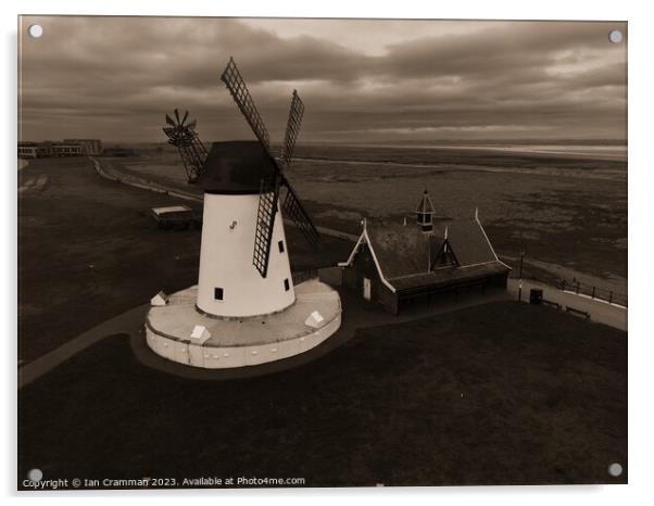 Lytham Windmill in Sepia Acrylic by Ian Cramman