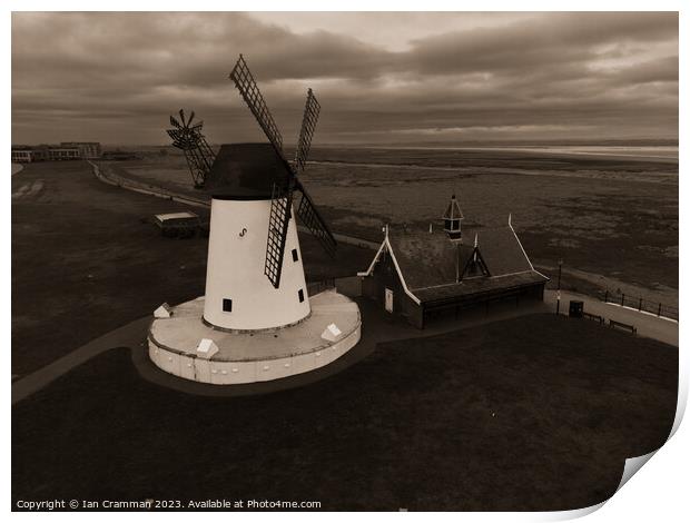 Lytham Windmill in Sepia Print by Ian Cramman