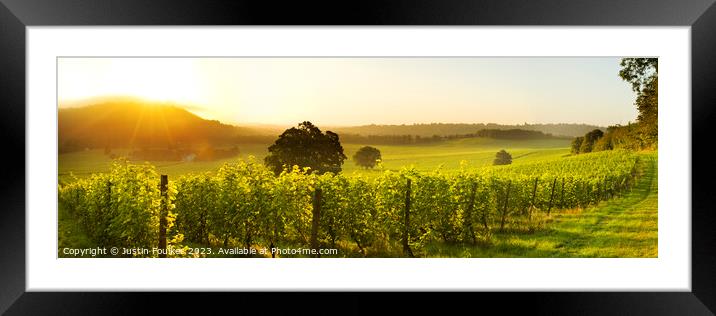 Panoramic sunrise over Denbies Vineyard, Surrey Framed Mounted Print by Justin Foulkes