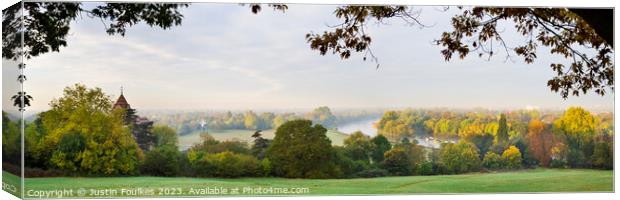 Panoramic view of the Thames from Richmond Hill Canvas Print by Justin Foulkes