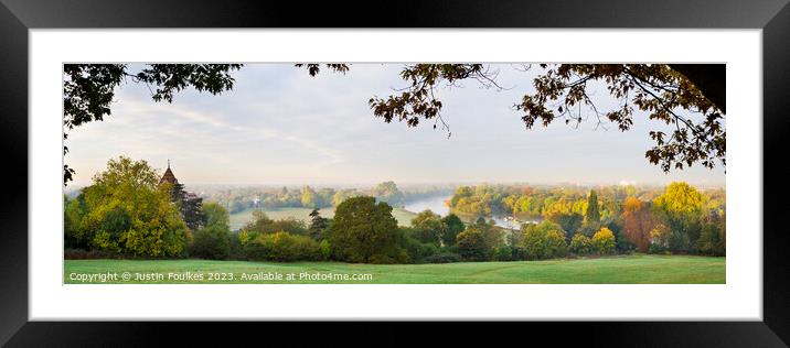 Panoramic view of the Thames from Richmond Hill Framed Mounted Print by Justin Foulkes