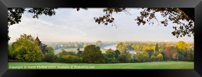 Panoramic view of the Thames from Richmond Hill Framed Print by Justin Foulkes