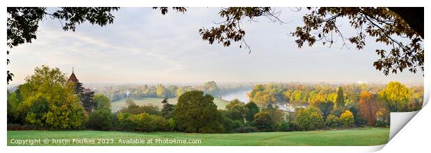 Panoramic view of the Thames from Richmond Hill Print by Justin Foulkes