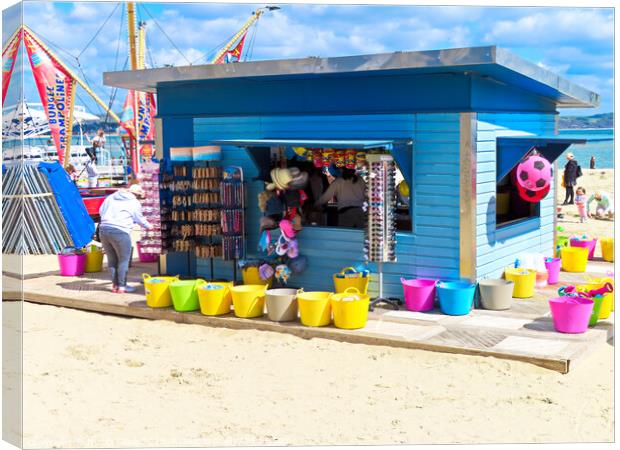 Colourful Seaside Kiosk Canvas Print by Nicola Clark