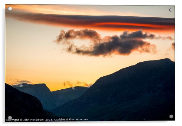 Ogwen valley sunset Acrylic by John Henderson