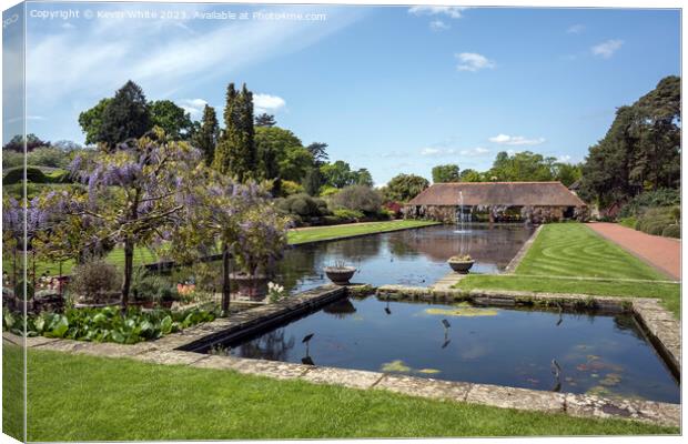 Ponds view from old building at Wisley Gardens Canvas Print by Kevin White