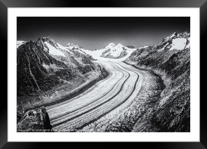 Majestic Aletsch Glacier View - N0708-129-BW-2 Framed Mounted Print by Jordi Carrio