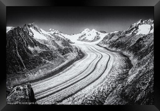 Majestic Aletsch Glacier View - N0708-129-BW-2 Framed Print by Jordi Carrio