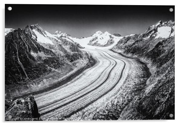 Majestic Aletsch Glacier View - N0708-129-BW-2 Acrylic by Jordi Carrio