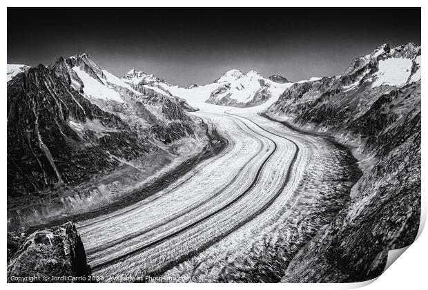 Majestic Aletsch Glacier View - N0708-129-BW-2 Print by Jordi Carrio
