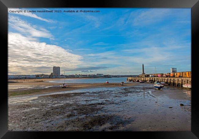 Margate Harbour Arm at Low Tide Framed Print by Louise Heusinkveld