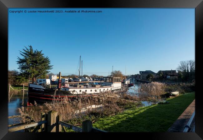 Dutch Barge moored at Town Quay, Sandwich, Kent Framed Print by Louise Heusinkveld