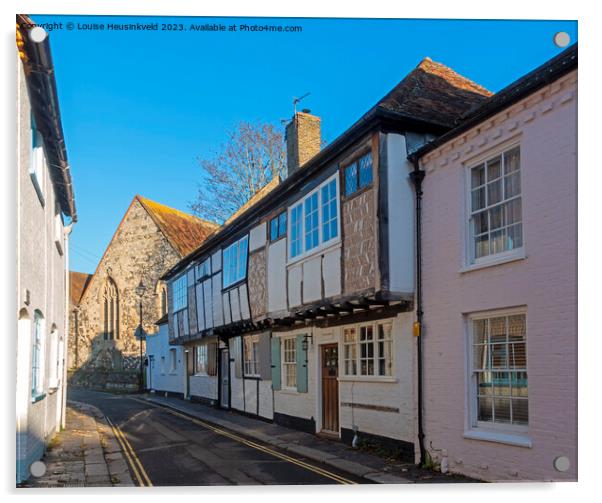 Historic houses on Church Street, St Marys, Sandwich, Kent Acrylic by Louise Heusinkveld