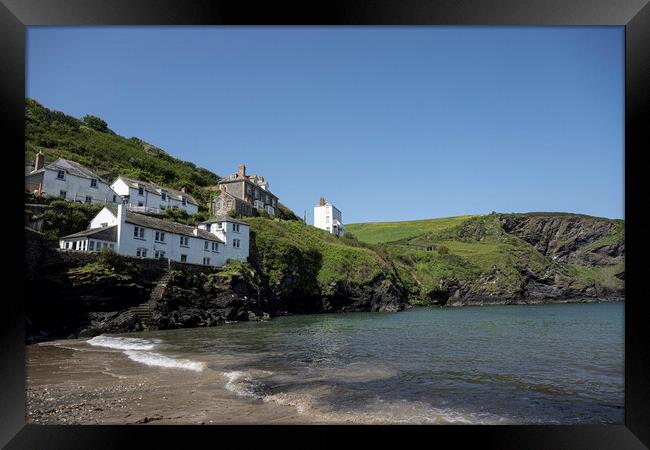 Doc Martin  House,  Port Isaac  Framed Print by kathy white