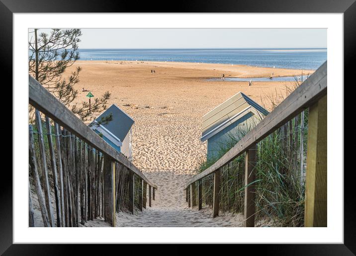 Steps down to the beach huts Framed Mounted Print by Jason Wells