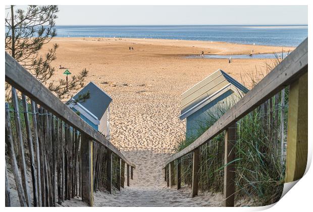Steps down to the beach huts Print by Jason Wells