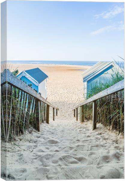 Sandy steps lead down to the beach at Wells next t Canvas Print by Jason Wells