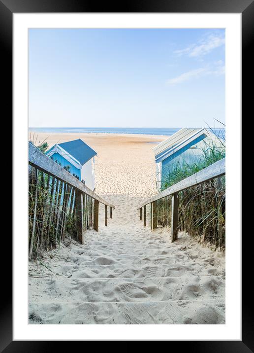 Sandy steps lead down to the beach at Wells next t Framed Mounted Print by Jason Wells