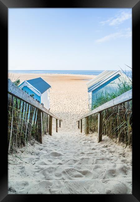 Sandy steps lead down to the beach at Wells next t Framed Print by Jason Wells