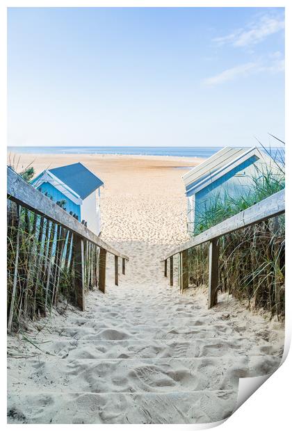 Sandy steps lead down to the beach at Wells next t Print by Jason Wells