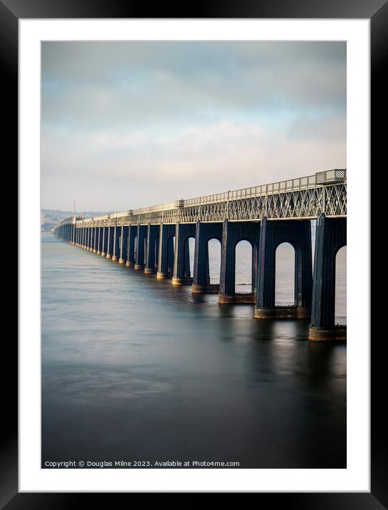 The Tay Bridge from Wormit Framed Mounted Print by Douglas Milne