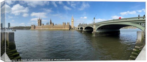 Parliament And Westminster Bridge Panorama Canvas Print by David Pyatt