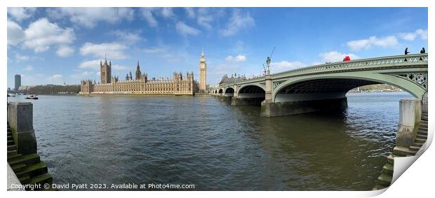 Parliament And Westminster Bridge Panorama Print by David Pyatt
