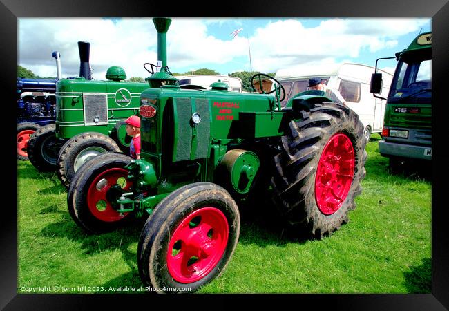 Powerful Vintage Tractor at Cromford Steam Rally Framed Print by john hill
