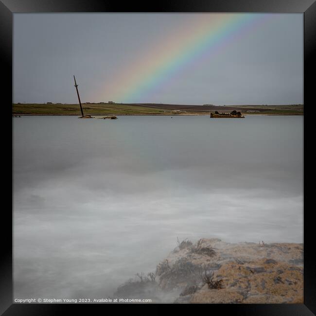 Sunken Ships at Scapa Flow, Orkney, Scotland Framed Print by Stephen Young