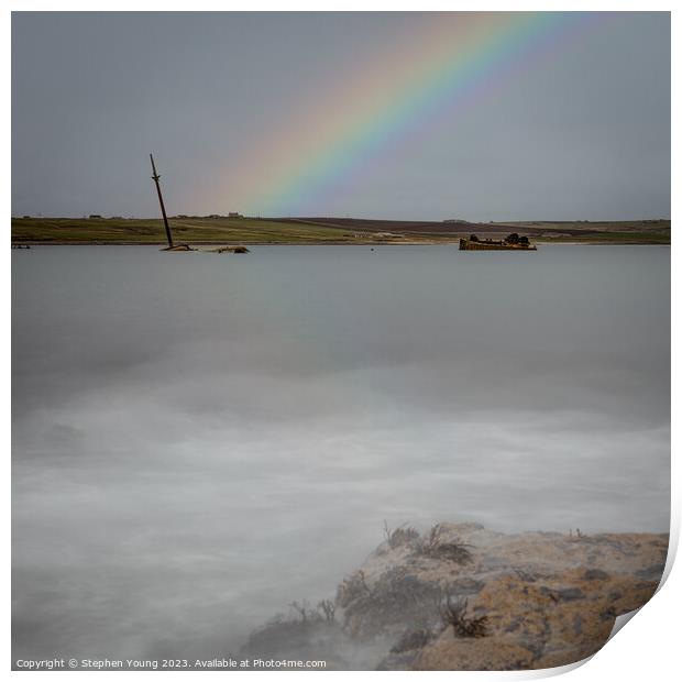 Sunken Ships at Scapa Flow, Orkney, Scotland Print by Stephen Young