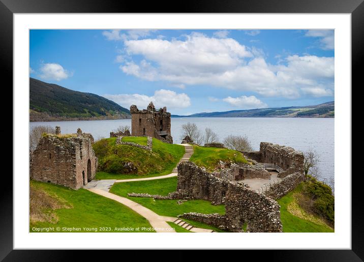 Urquhart Castle Standing Tall Against Loch Ness Framed Mounted Print by Stephen Young