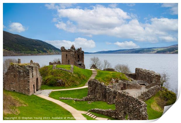 Urquhart Castle Standing Tall Against Loch Ness Print by Stephen Young