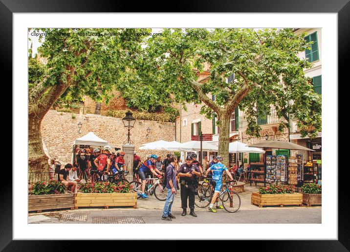 The Busy Plaza At Fornalutx Mallorca Framed Mounted Print by Peter F Hunt