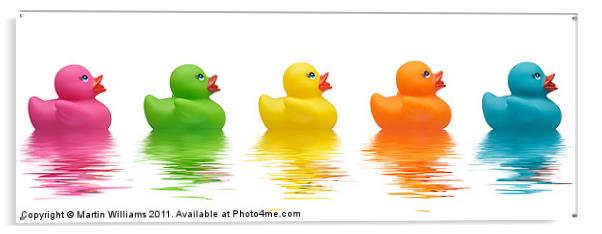 Five Rubber Ducks Acrylic by Martin Williams