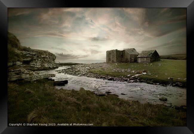 Forgotten Serenity: Scottish Coastline at Sunset Framed Print by Stephen Young