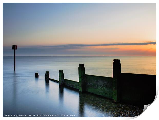 Serene Sunrise over Whitstable Sea Print by Morlene Fisher