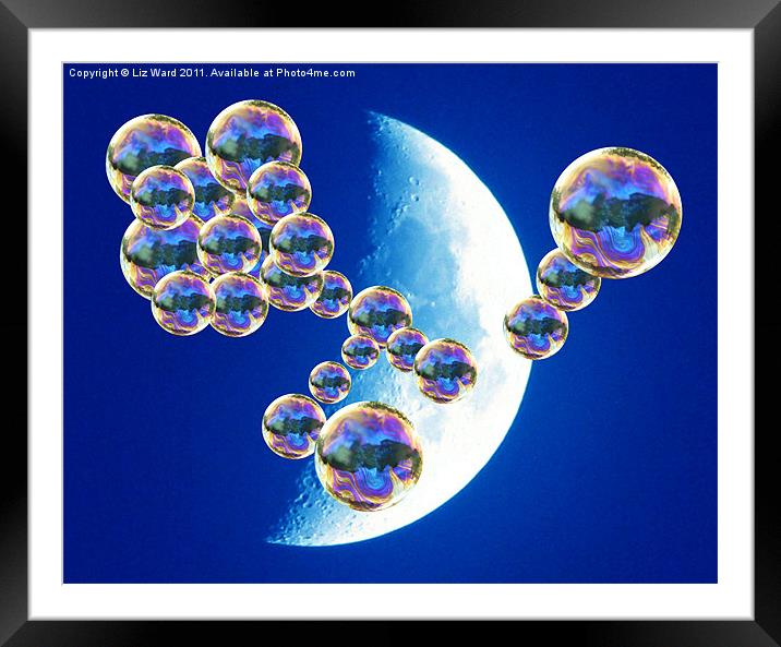 Bubble Moon Framed Mounted Print by Liz Ward