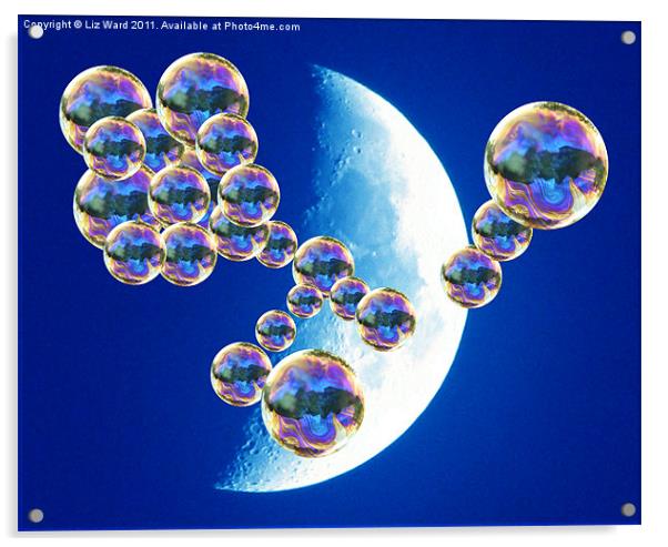 Bubble Moon Acrylic by Liz Ward