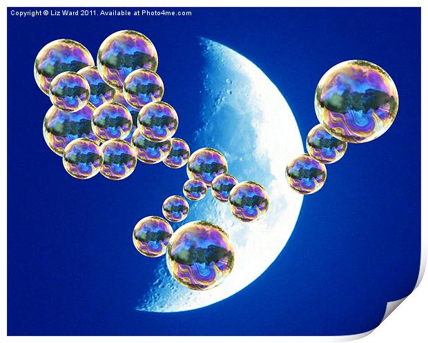Bubble Moon Print by Liz Ward